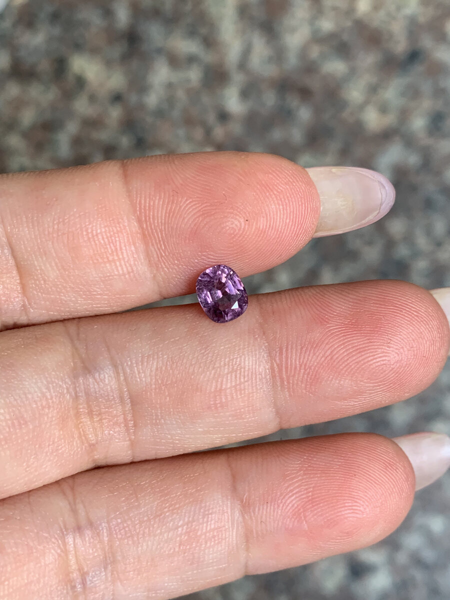 Natural purplish pink spinel from Luc Yen, second daylight view